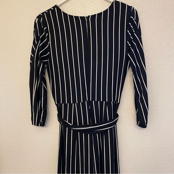 Est 1946 Black & White Striped Jumpsuit unitard cold shoulder long sleeve-xs - Picture 4 of 15